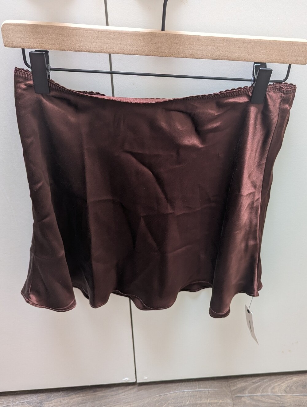 Reformation Brandy Silk Skirt Mahogany